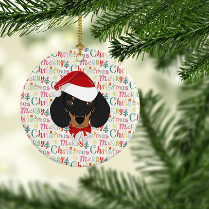 Dachshund Merry Christmas Ceramic Ornament
