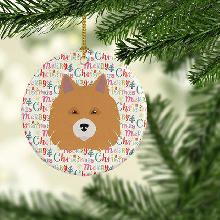 Elo Dog Merry Christmas Ceramic Ornament