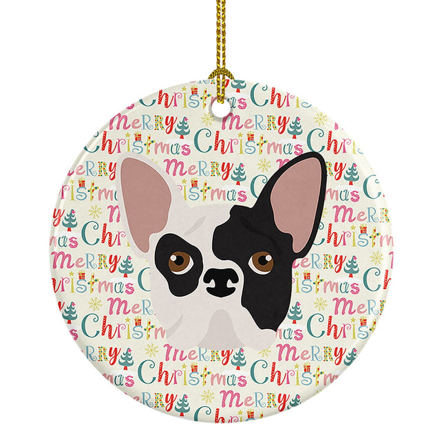 French Bulldog Merry Christmas Ceramic Ornament