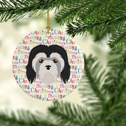 Lowchen Little Lion Dog Merry Christmas Ceramic Ornament