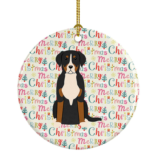 Merry Christmas Greater Swiss Mountain Dog Ceramic Ornament