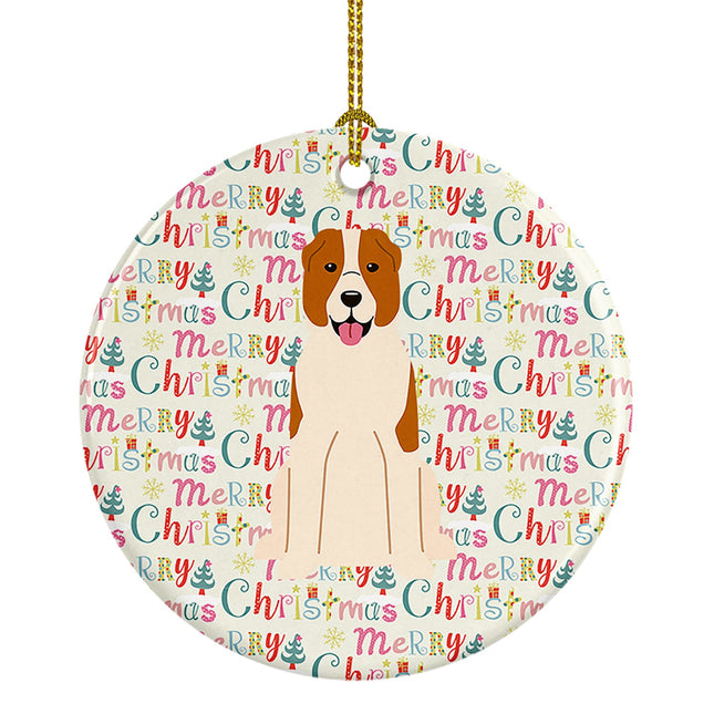 Merry Christmas Central Asian Shepherd Dog Ceramic Ornament