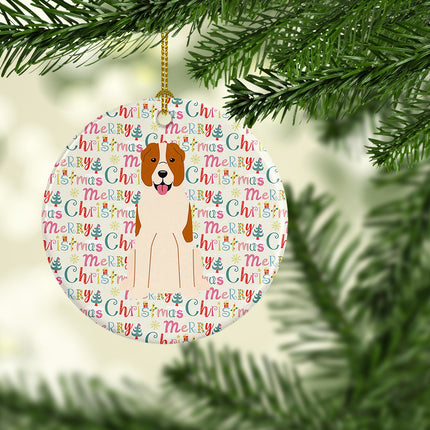Merry Christmas Central Asian Shepherd Dog Ceramic Ornament