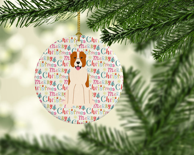 Merry Christmas Central Asian Shepherd Dog Ceramic Ornament