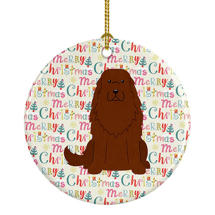 Merry Christmas Caucasian Shepherd Dog Ceramic Ornament