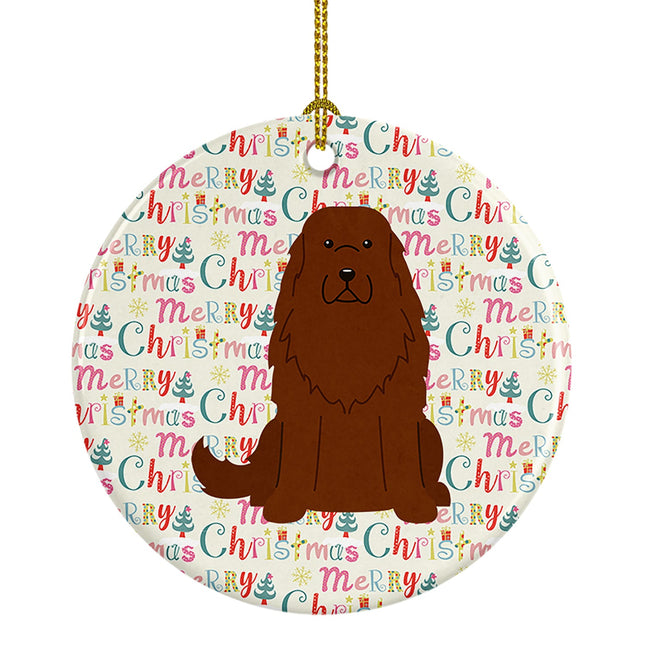 Merry Christmas Caucasian Shepherd Dog Ceramic Ornament