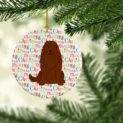 Merry Christmas Caucasian Shepherd Dog Ceramic Ornament