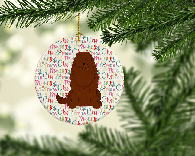 Merry Christmas Caucasian Shepherd Dog Ceramic Ornament