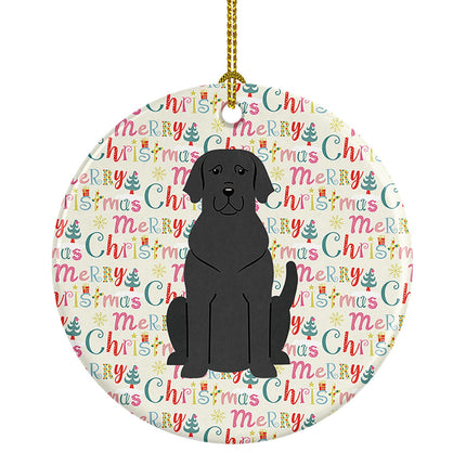 Merry Christmas Black Labrador Ceramic Ornament