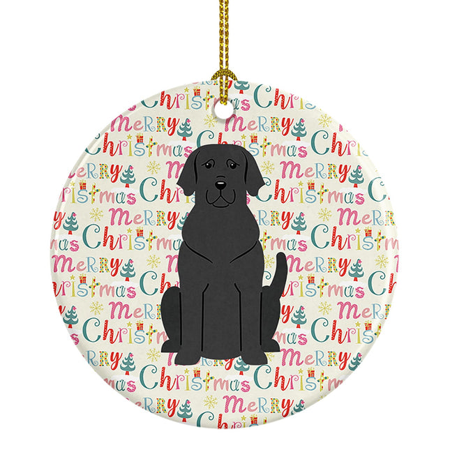 Merry Christmas Black Labrador Ceramic Ornament