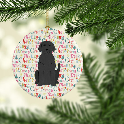 Merry Christmas Black Labrador Ceramic Ornament
