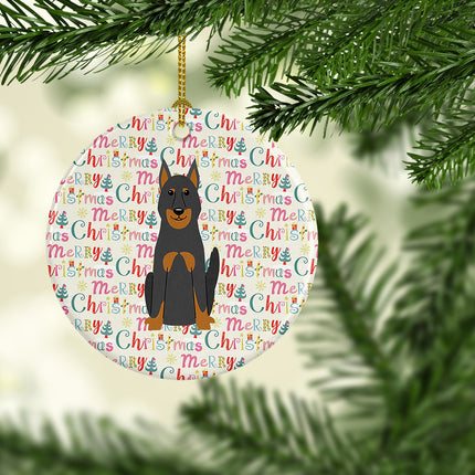 Merry Christmas Beauce Shepherd Dog Ceramic Ornament