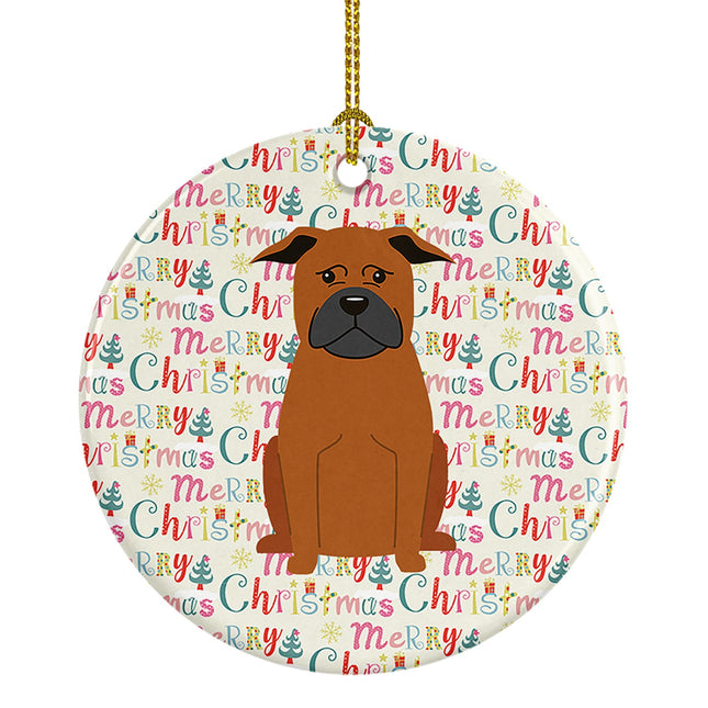 Merry Christmas Chinese Chongqing Dog Ceramic Ornament