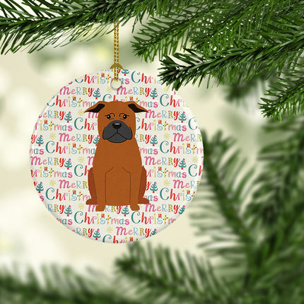 Merry Christmas Chinese Chongqing Dog Ceramic Ornament