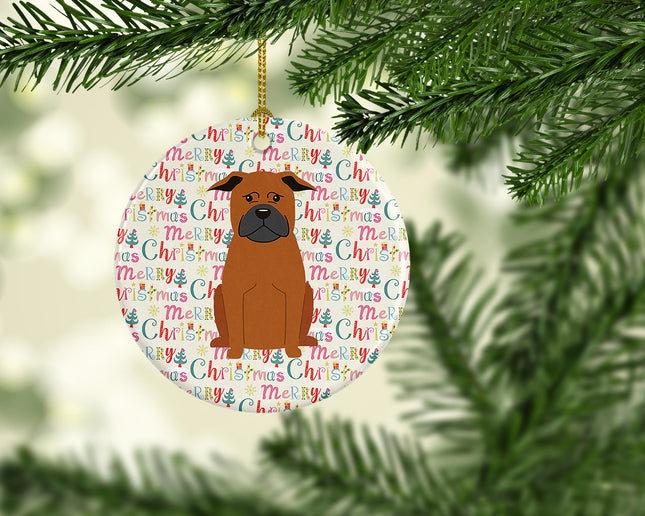 Merry Christmas Chinese Chongqing Dog Ceramic Ornament