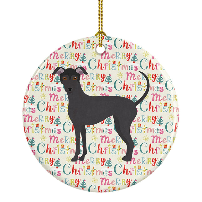 Argentine Pila Dog Merry Christmas Ceramic Ornament