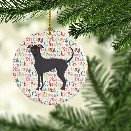 Argentine Pila Dog Merry Christmas Ceramic Ornament
