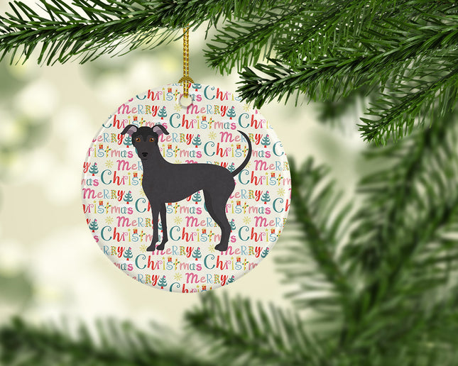 Argentine Pila Dog Merry Christmas Ceramic Ornament