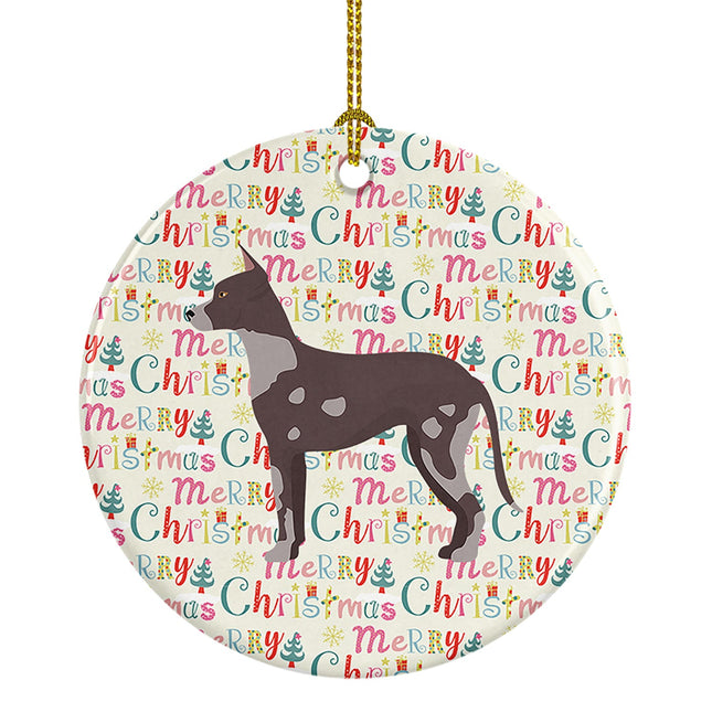 Peruvian Hairless Dog Merry Christmas Ceramic Ornament