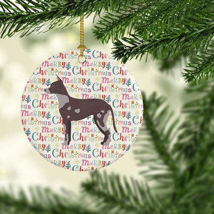 Peruvian Hairless Dog Merry Christmas Ceramic Ornament