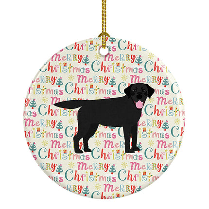 Black Labrador Retriever  Merry Christmas Ceramic Ornament