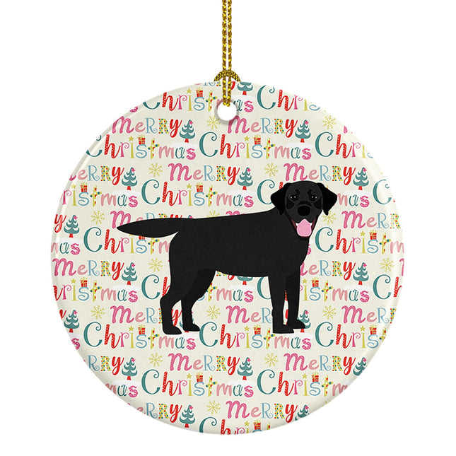 Black Labrador Retriever  Merry Christmas Ceramic Ornament