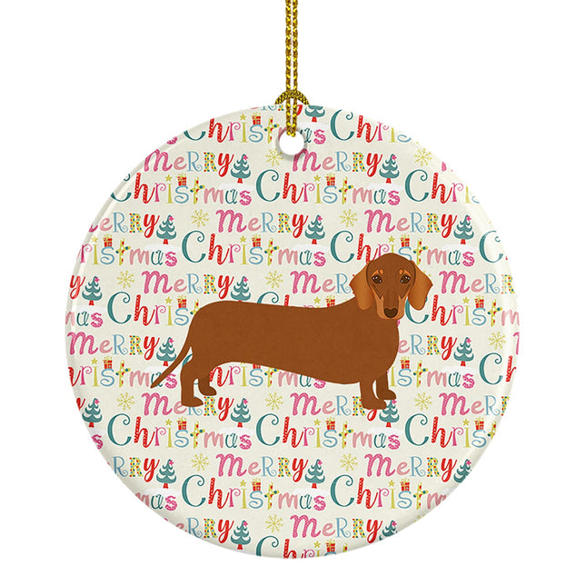 Dachshund Merry Christmas Ceramic Ornament