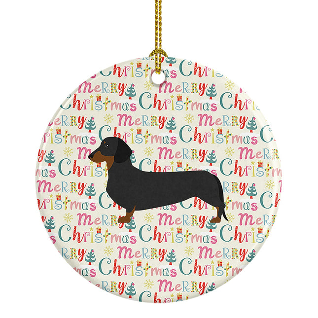 Dachshund Merry Christmas Ceramic Ornament