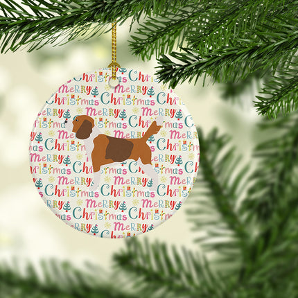 Beagle Merry Christmas Ceramic Ornament