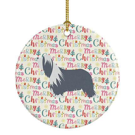 Bearded Collie Dog Merry Christmas Ceramic Ornament