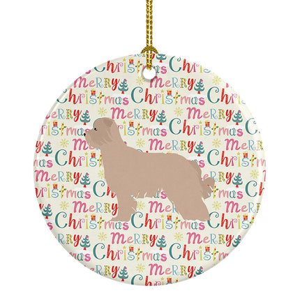 Pyrenean Shepherd Dog Merry Christmas Ceramic Ornament