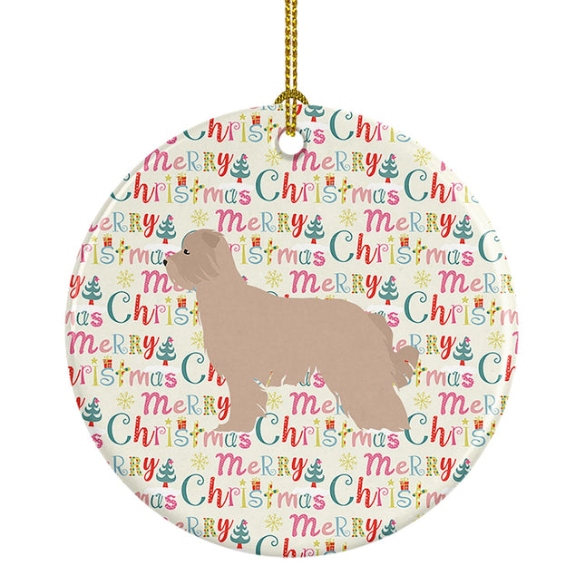 Pyrenean Shepherd Dog Merry Christmas Ceramic Ornament