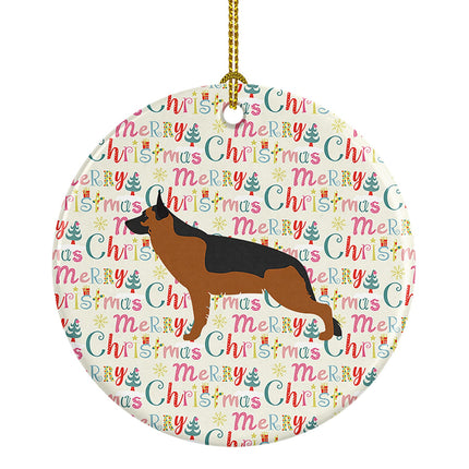 German Shepherd Merry Christmas Ceramic Ornament