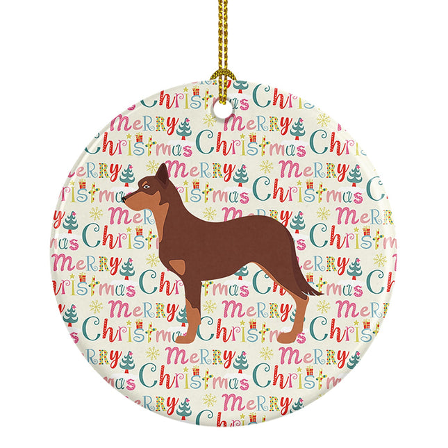 Australian Kelpie Dog Merry Christmas Ceramic Ornament