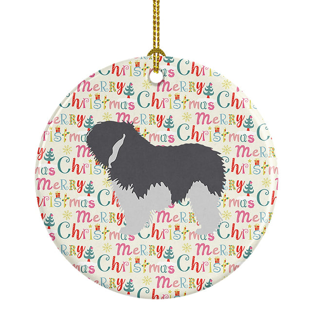 Polish Lowland Sheepdog Dog Merry Christmas Ceramic Ornament