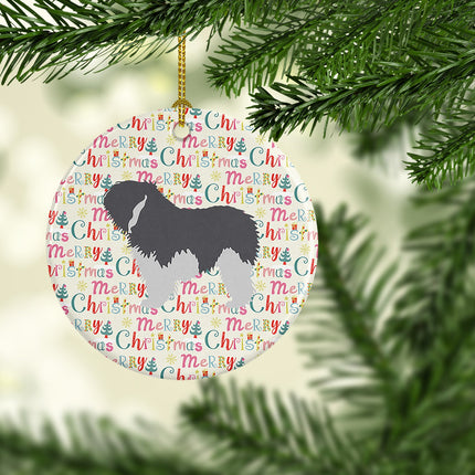 Polish Lowland Sheepdog Dog Merry Christmas Ceramic Ornament