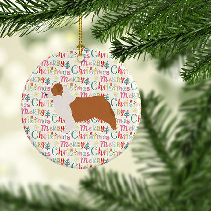 Australian Shepherd Dog Merry Christmas Ceramic Ornament