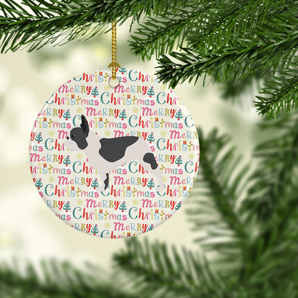 French Bulldog Merry Christmas Ceramic Ornament