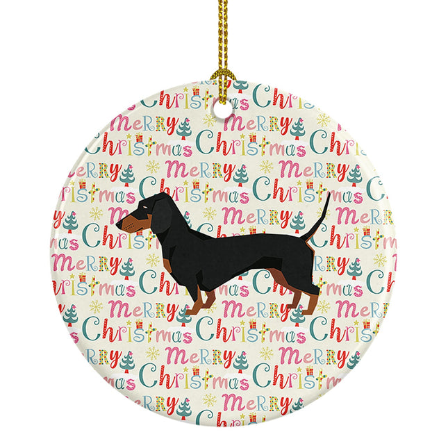 Dachshund Merry Christmas Ceramic Ornament
