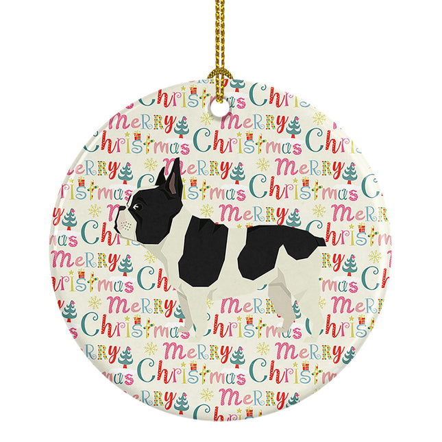 French Bulldog Merry Christmas Ceramic Ornament