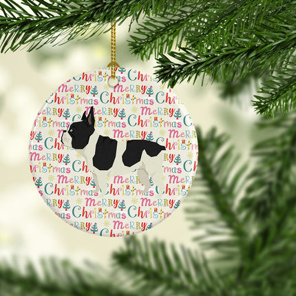 French Bulldog Merry Christmas Ceramic Ornament