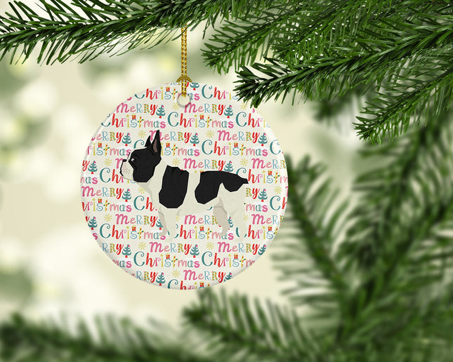 French Bulldog Merry Christmas Ceramic Ornament