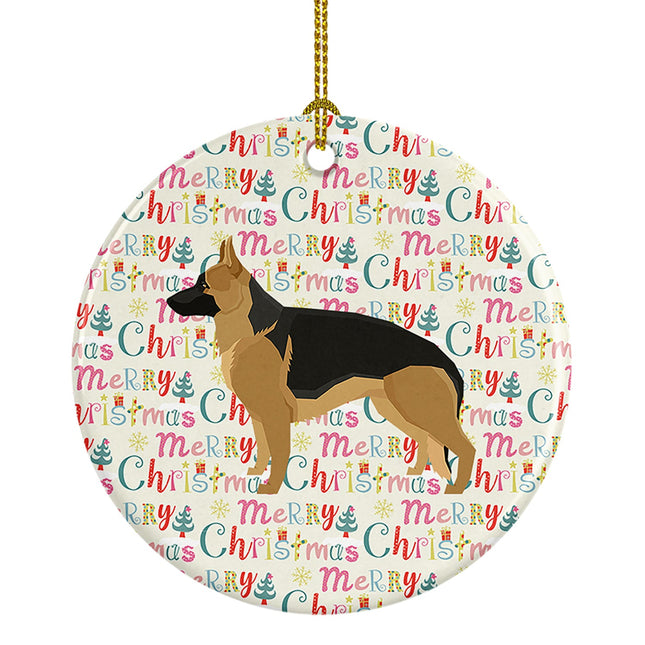 German Shepherd Merry Christmas Ceramic Ornament