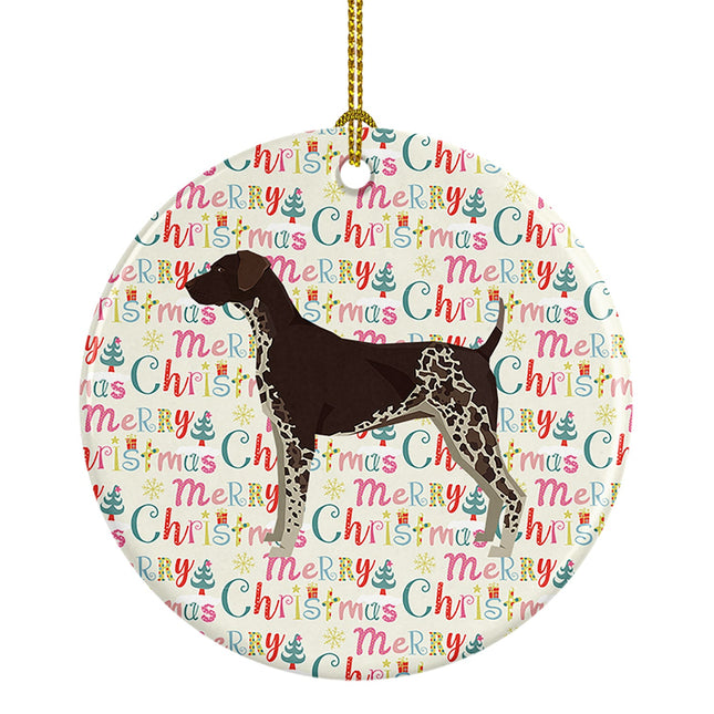 German Shorthaired Pointer Merry Christmas Ceramic Ornament