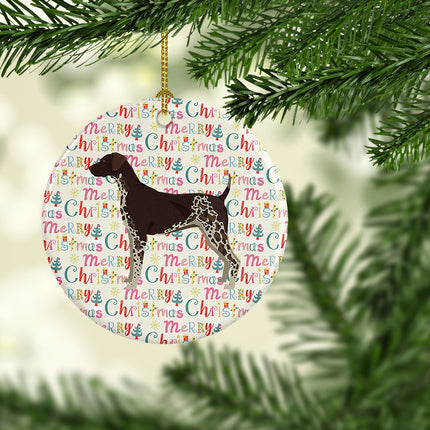 German Shorthaired Pointer Merry Christmas Ceramic Ornament