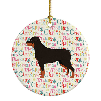 Rottweiler Merry Christmas Ceramic Ornament