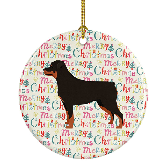 Rottweiler Merry Christmas Ceramic Ornament
