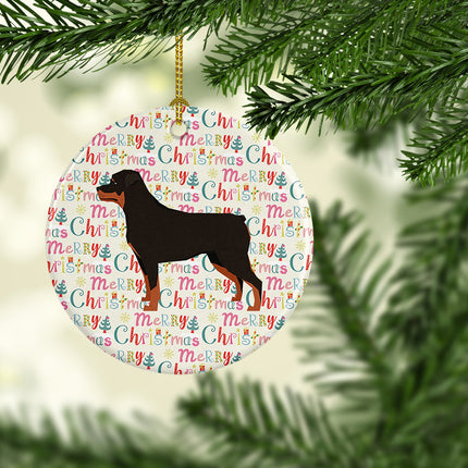 Rottweiler Merry Christmas Ceramic Ornament