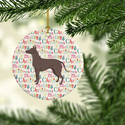 Mexican Hairless Dog Xolo Merry Christmas Ceramic Ornament