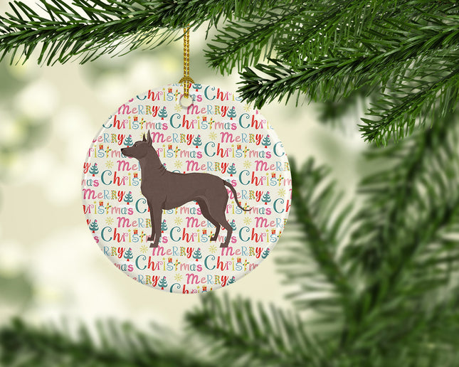 Mexican Hairless Dog Xolo Merry Christmas Ceramic Ornament